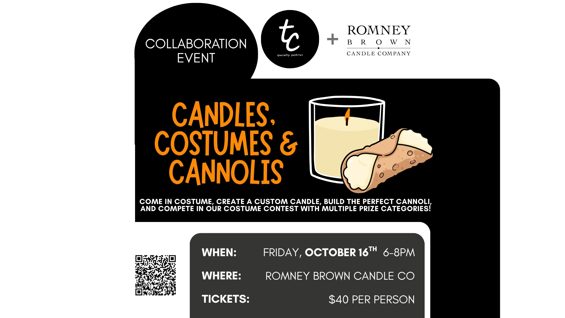 Candles, Costumes and Cannolis at Romney Brown in Grayslake